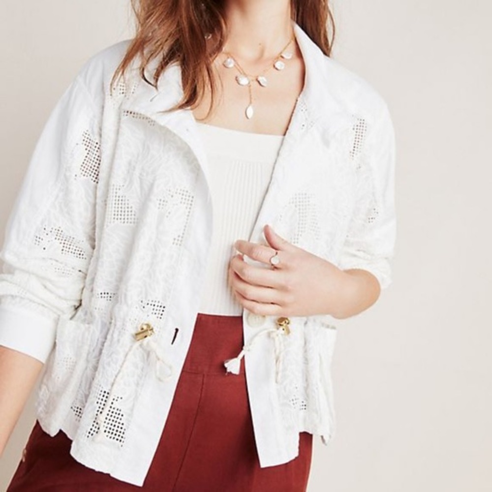 Anthropologie Eyelet Anorak Drawstring Jacket